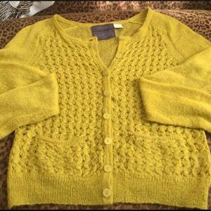 Anthropologie Guinevere Mustard Long Sleeve Button Down Cardigan!